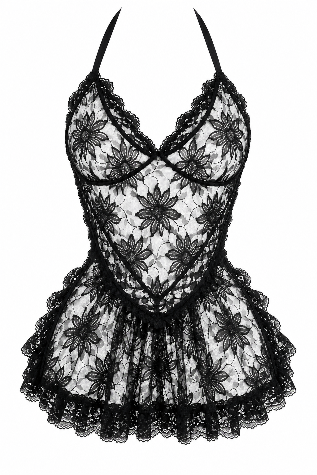 70s Black Lace French Maid Apron