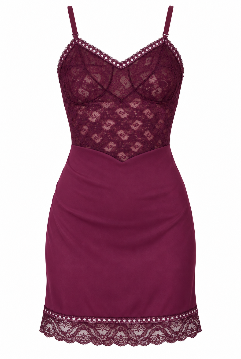 Vintage 1950s Hand-Dyed Burgundy Lace Slip Dress