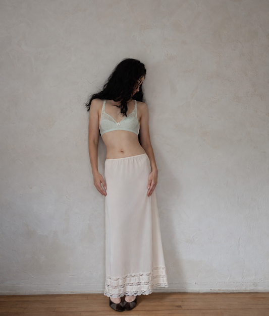 Vintage Ivory Lace Maxi Slip Skirt