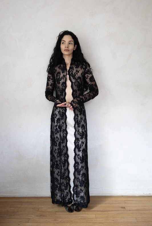 Vintage Casadei Black Floral Lace Opera Coat