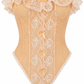 Vintage Hand Dyed Peach Orange Lace Bodysuit