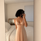 Vintage 1970s Peach Sheer Maxi Dress