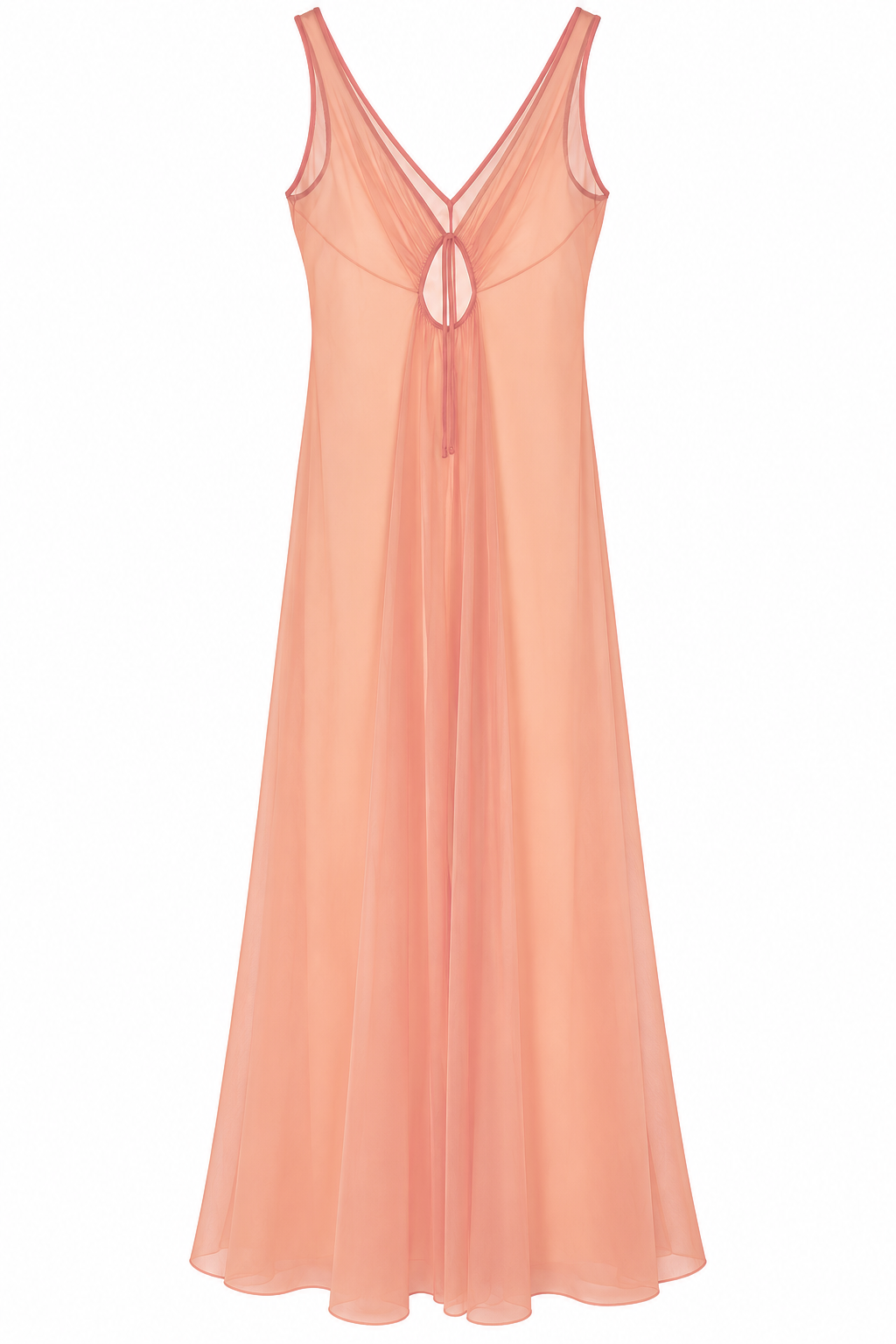 Vintage 1970s Peach Sheer Maxi Dress