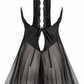 Vintage Y2K Victoria's Secret Sheer Babydoll | Black Lace Open Back | 2003