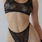 Lace Sports bra in Black rose vintage 1980s-1990s Y2K  lace and lace mesh panty set.